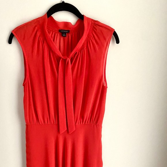 Ann Taylor Chiffon Georgette Orange Midi Dress Size 4 - Picture 11 of 16